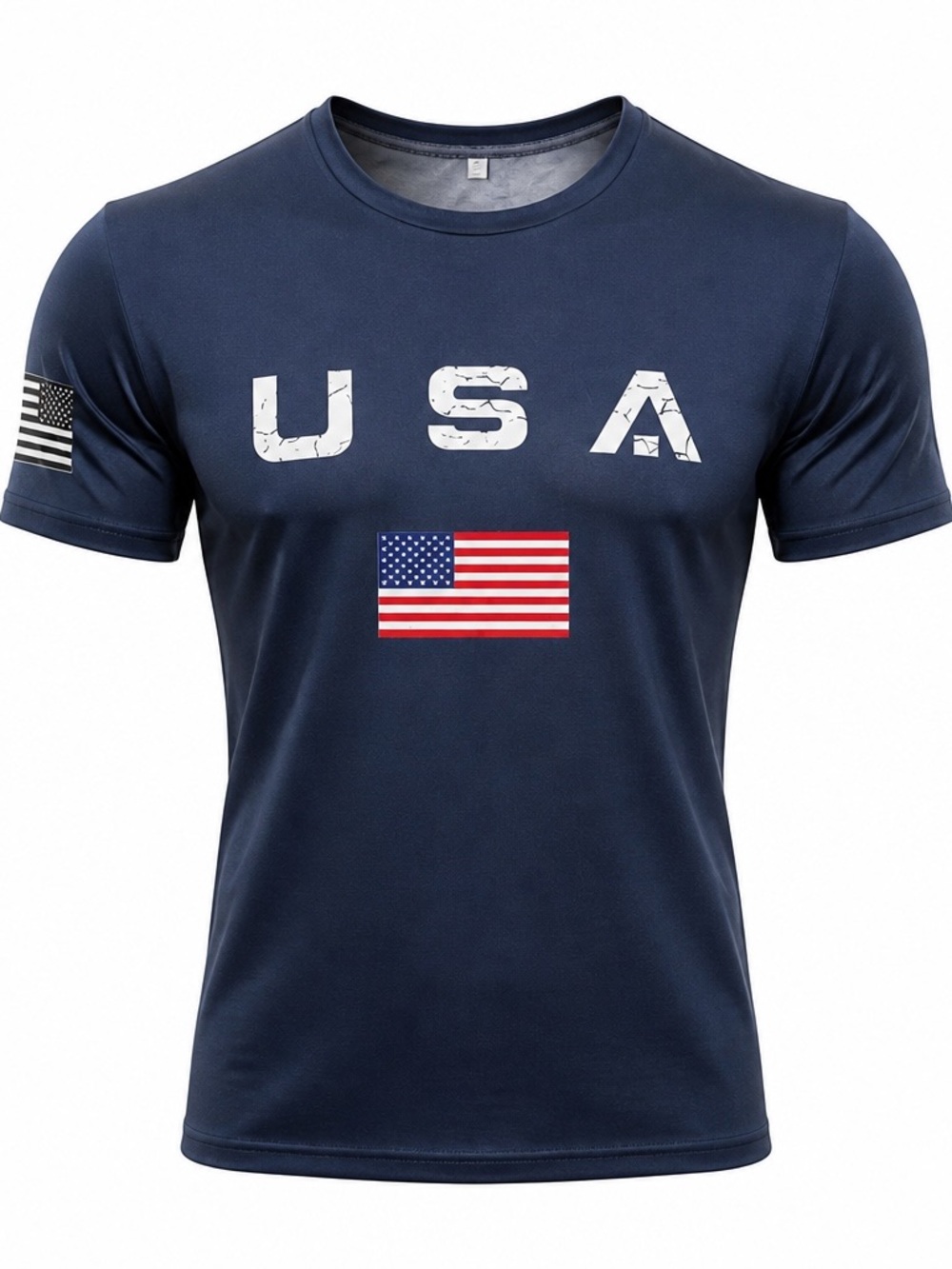 USA Flag Graphic T-Shirt Mens Large Navy Blue Patriotic Short Sleeve Tee L